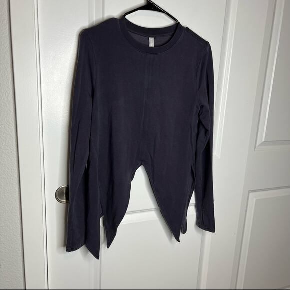 Athleta Nirvana Purple Gray Side Tie Long Sleeve Sweatshirt Pullover Size Medium - Picture 2 of 7